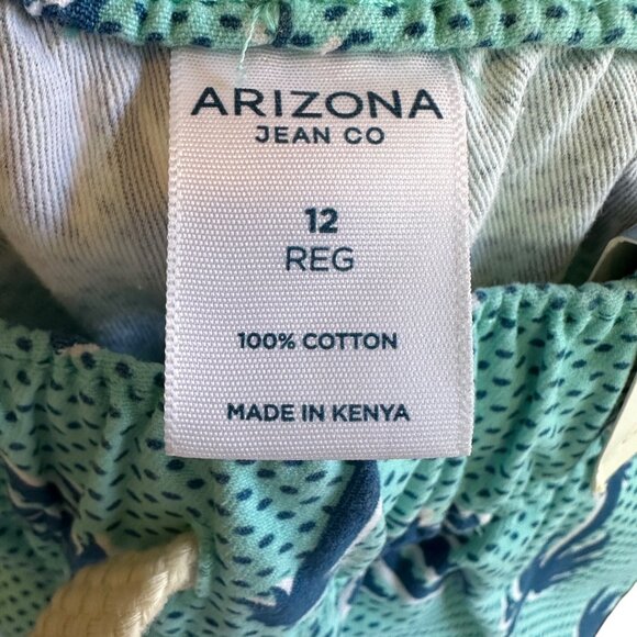 Arizona Jean Co Size 12. Boys Jogger Beach Outfit Shorts  Turquoise Palm Print - Picture 6 of 12